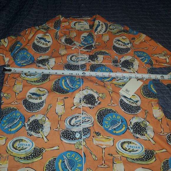 NEW PrintFresh Size L Champagne & Caviar PJ Top NWOT Pants Set Cotton Salmon - Picture 9 of 14